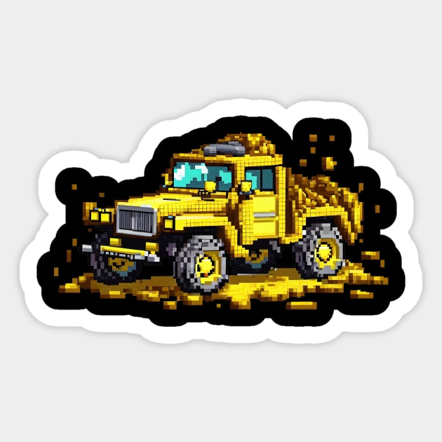 Destroyed Yellow Jeep Pixel Art Sticker by D.A.P